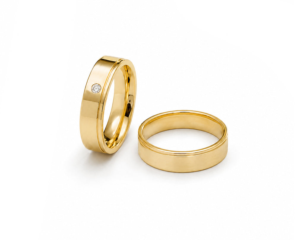 Aliança em Ouro 18K Perfil Reto com Zircônia 6mm