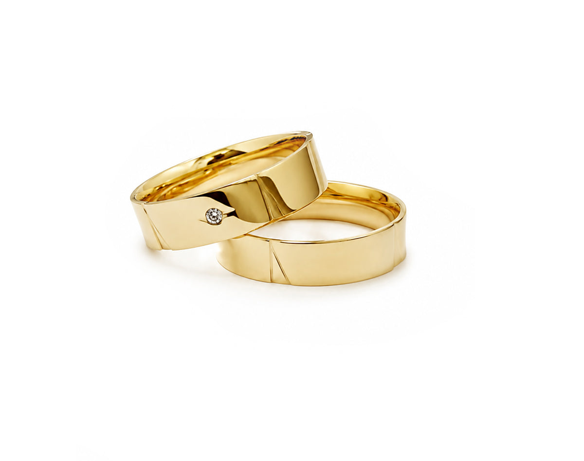 Aliança em Ouro 18K Perfil Reto com Zircônia 7mm