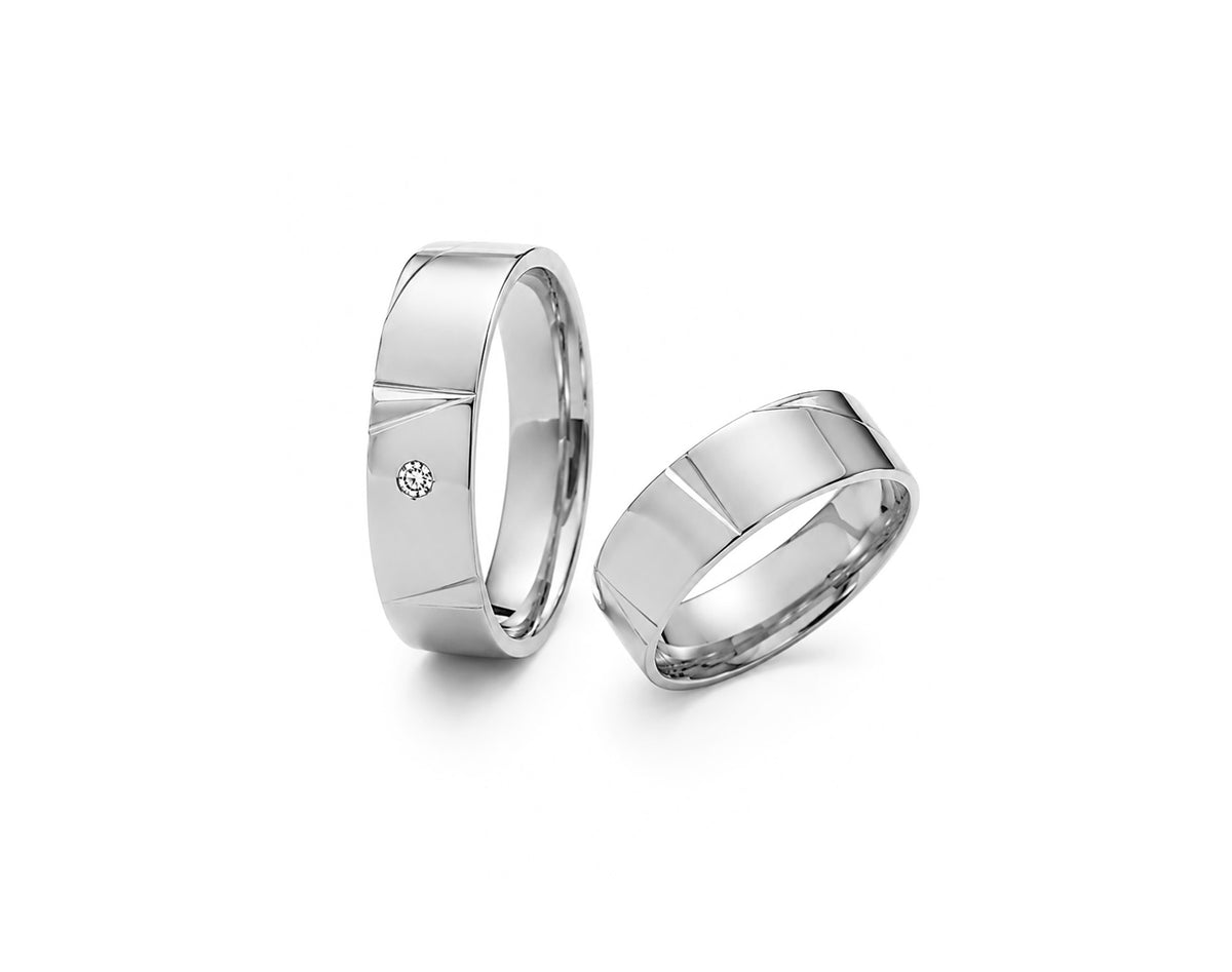 Aliança em Ouro 18K Perfil Reto com Zircônia 7mm