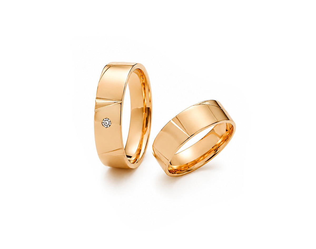 Aliança em Ouro 18K Perfil Reto com Zircônia 7mm