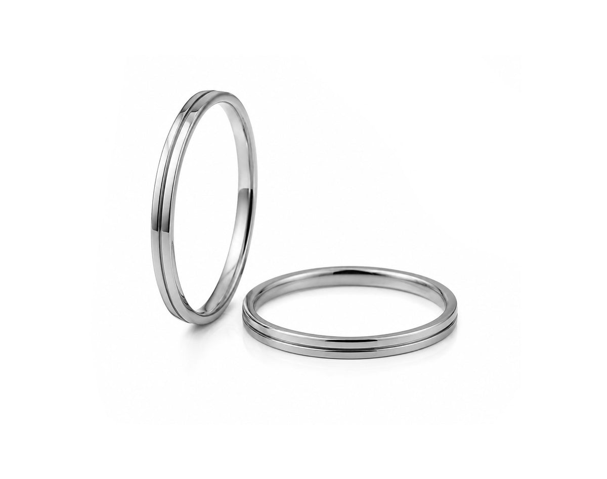 Aliança em Ouro 18K Perfil Reto com Friso 2mm