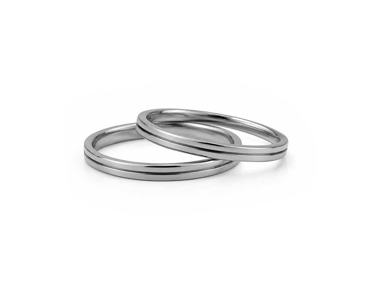 Aliança em Ouro 18K Perfil Reto com Friso 2mm
