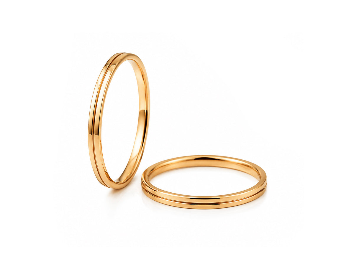 Aliança em Ouro 18K Perfil Reto com Friso 2mm
