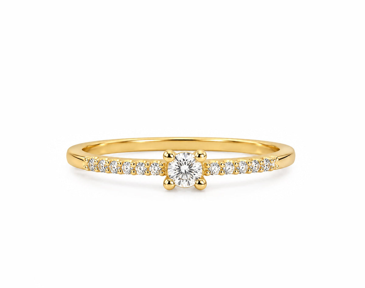Anel de Noivado em Ouro 18K com Moissanite