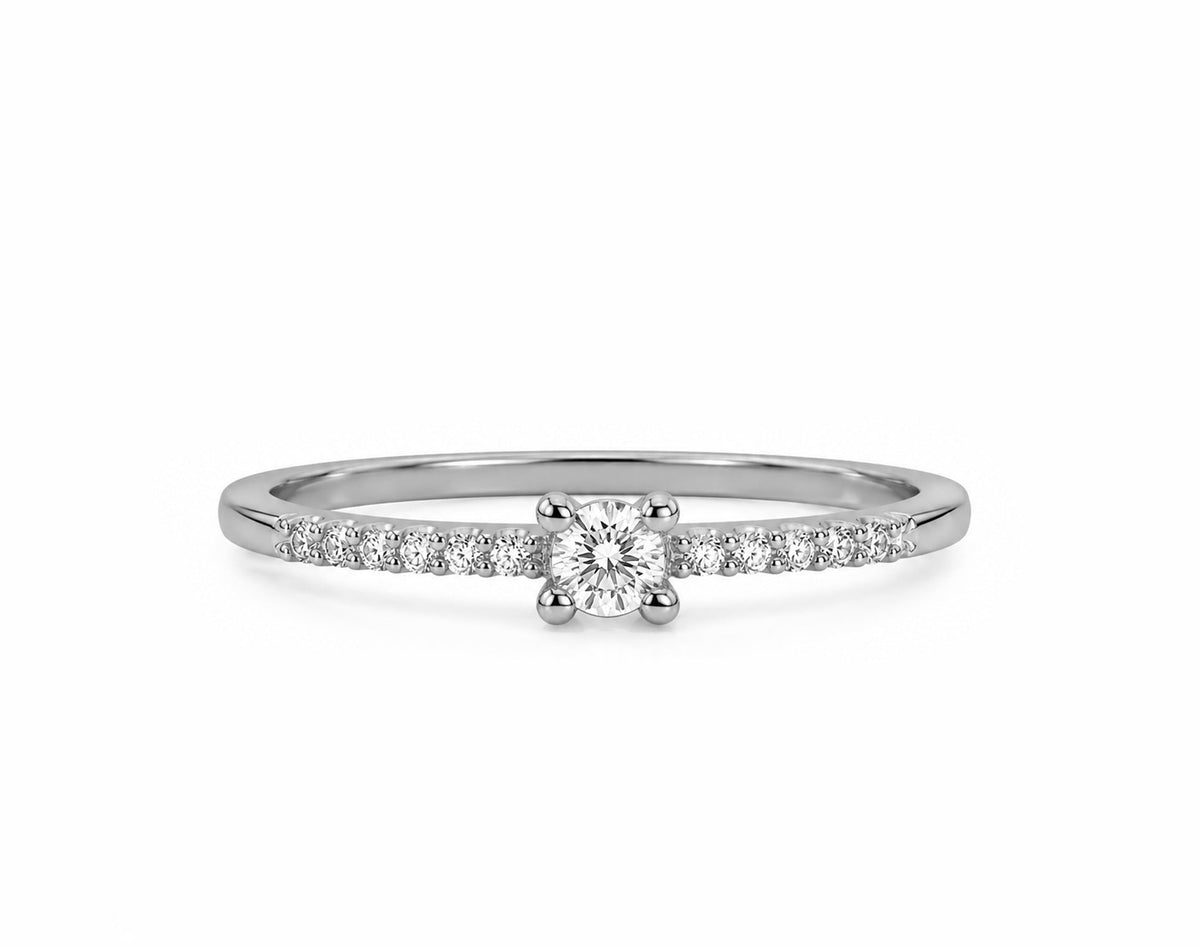 Anel de Noivado em Ouro 18K com Moissanite