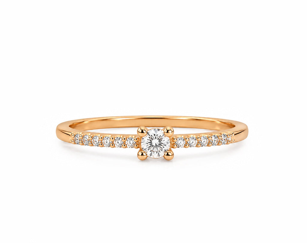 Anel de Noivado em Ouro 18K com Moissanite