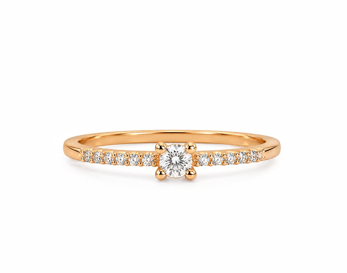 Anel de Noivado em Ouro 18K com Moissanite