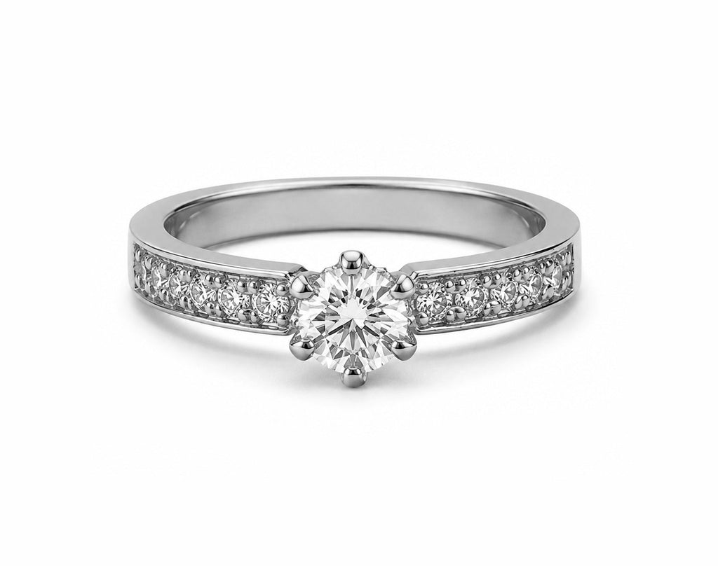 Anel de Noivado em Ouro 18K com Moissanite