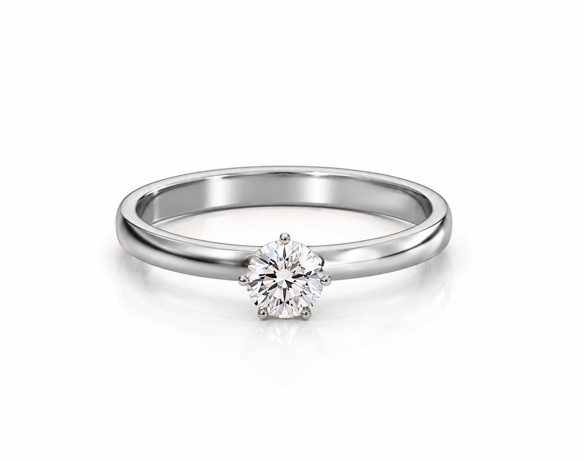 Anel de Noivado em Ouro 18K com Moissanite