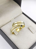 Aliança em Ouro 18k Reto com Frisos 6mm com 200 Brilhantes