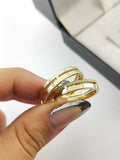 Aliança em Ouro 18k Reto com Frisos 4mm com 45 Brilhantes