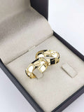 Aliança em Ouro 18k Abaulado Facetado 6mm com 8 Brilhantes