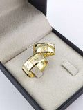 Aliança em Ouro 18k Reto com Frisos 5mm com 40 Brilhantes