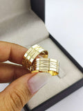 Aliança em Ouro 18k Reto com Linhas 8mm