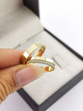 Aliança em Ouro 18k Reto com Frisos 4mm com 20 Brilhantes
