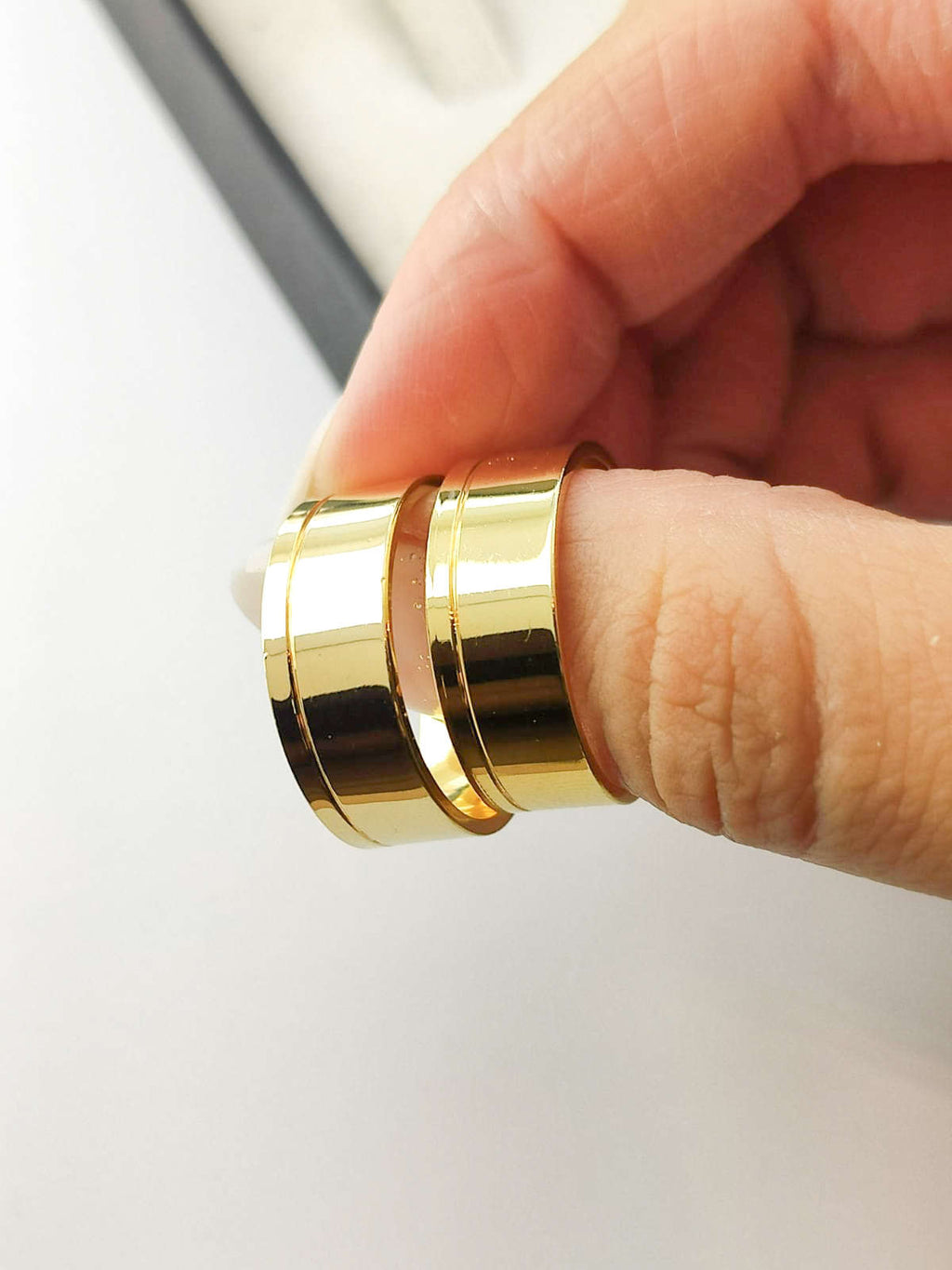 Aliança em Ouro 18k Reto com Frisos 6mm