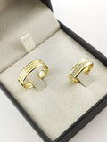 Aliança em Ouro 18k Reto com Frisos 5mm com 15 Brilhantes