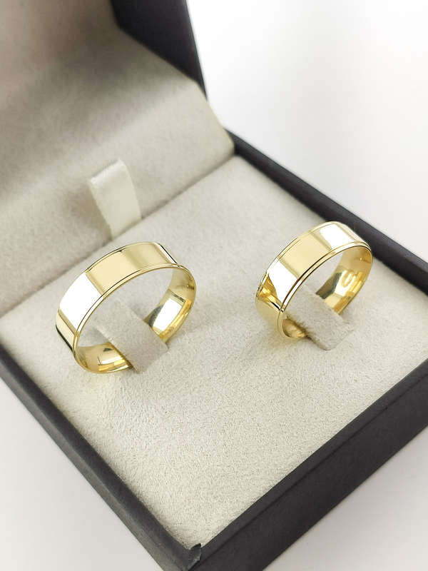 Aliança em Ouro 18k Reto com Friso 6mm
