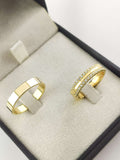 Aliança em Ouro 18k Reto com Frisos 5mm com 40 Brilhantes