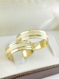 Aliança em Ouro 18k Reto com Frisos 6mm