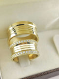 Aliança em Ouro 18k Reto com Linhas 10mm com 50 Brilhantes