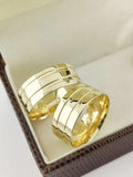 Aliança em Ouro 18k Reto com Linhas 8mm