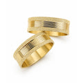 Aliança em Ouro 18k Reto Texturizado com Frisos 6mm