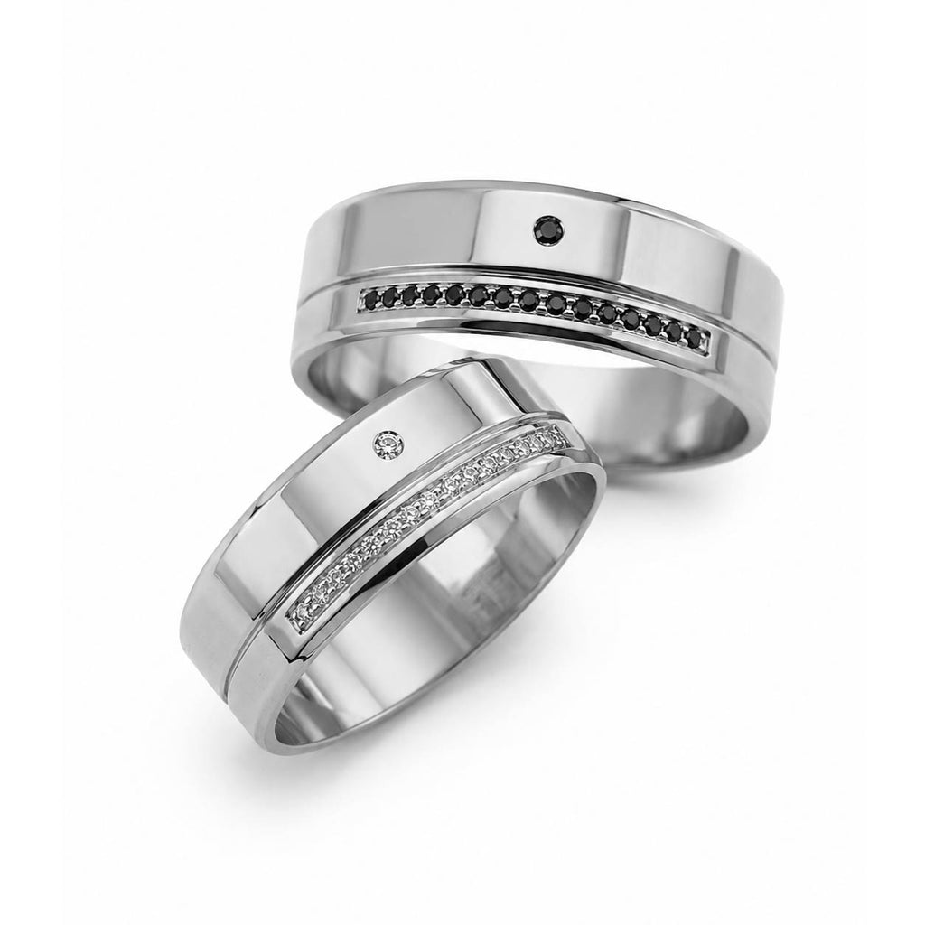 Aliança em Ouro 18k Reto Cravejado 6mm com 34 Brilhantes