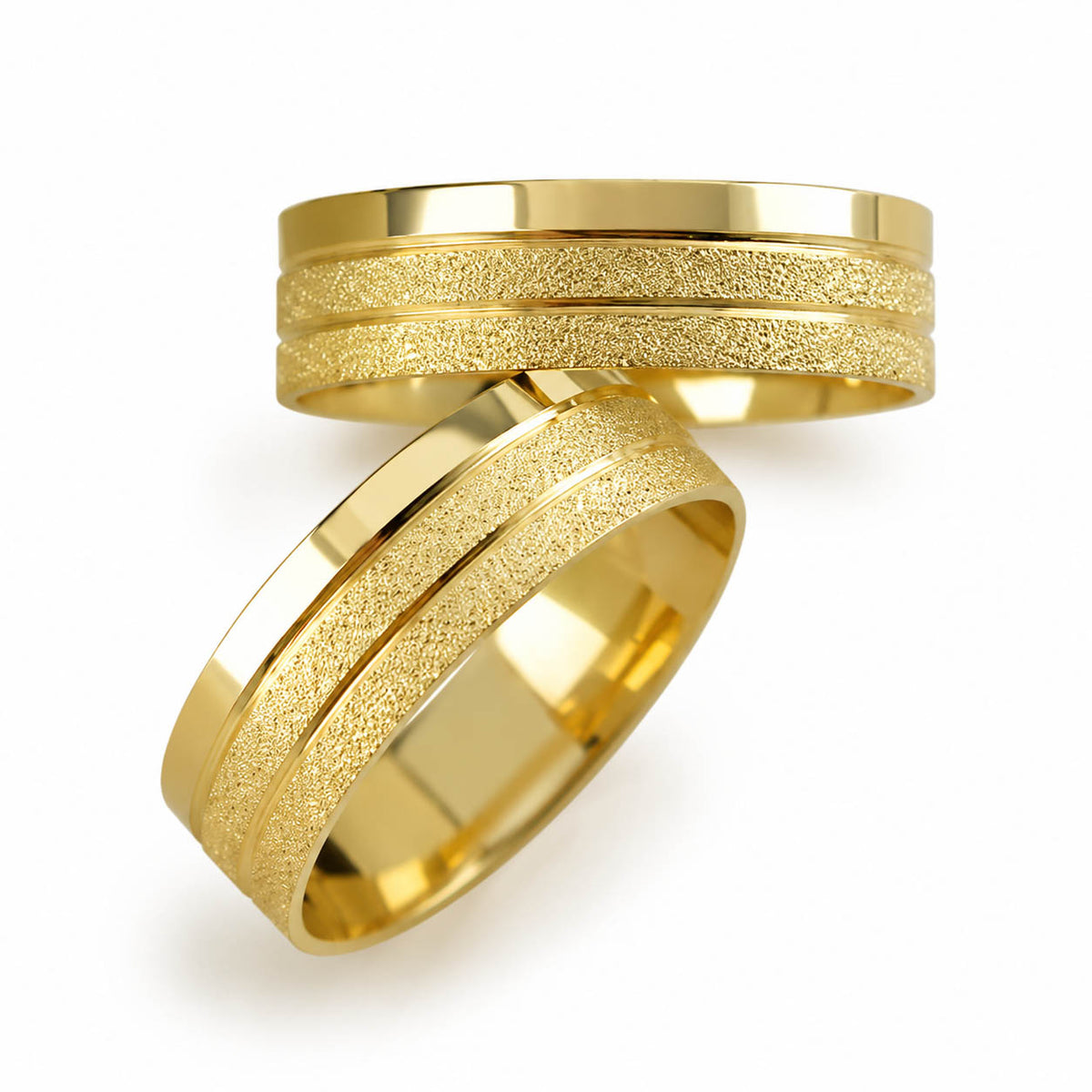 Aliança em Ouro 18k Reto Texturizado com Frisos 5mm