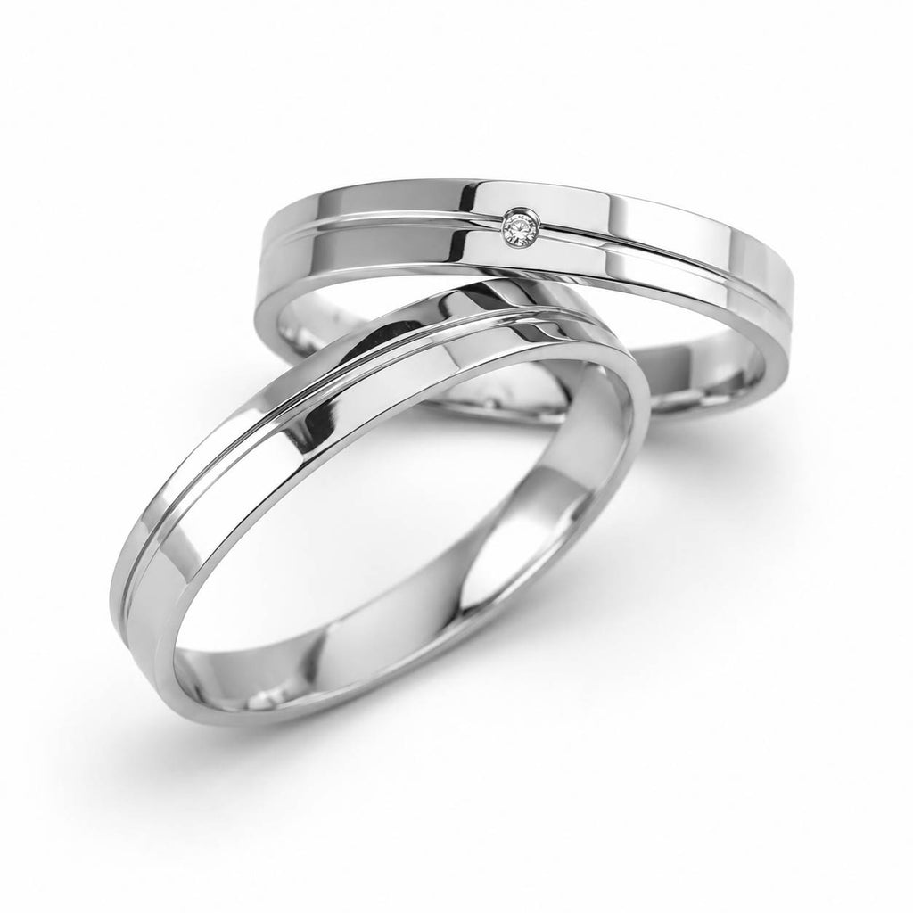 Aliança em Ouro 18k Reto 3mm com 1 Brilhante