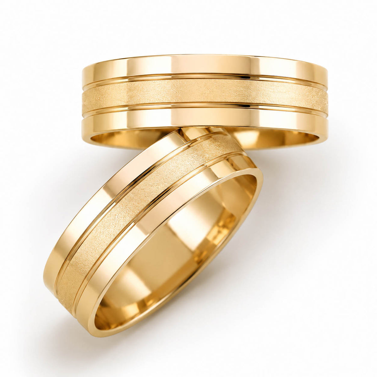 Aliança em Ouro 18k Reto com Frisos 5mm