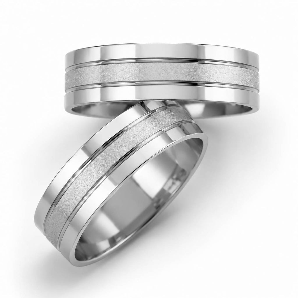 Aliança em Ouro 18k Reto com Frisos 5mm