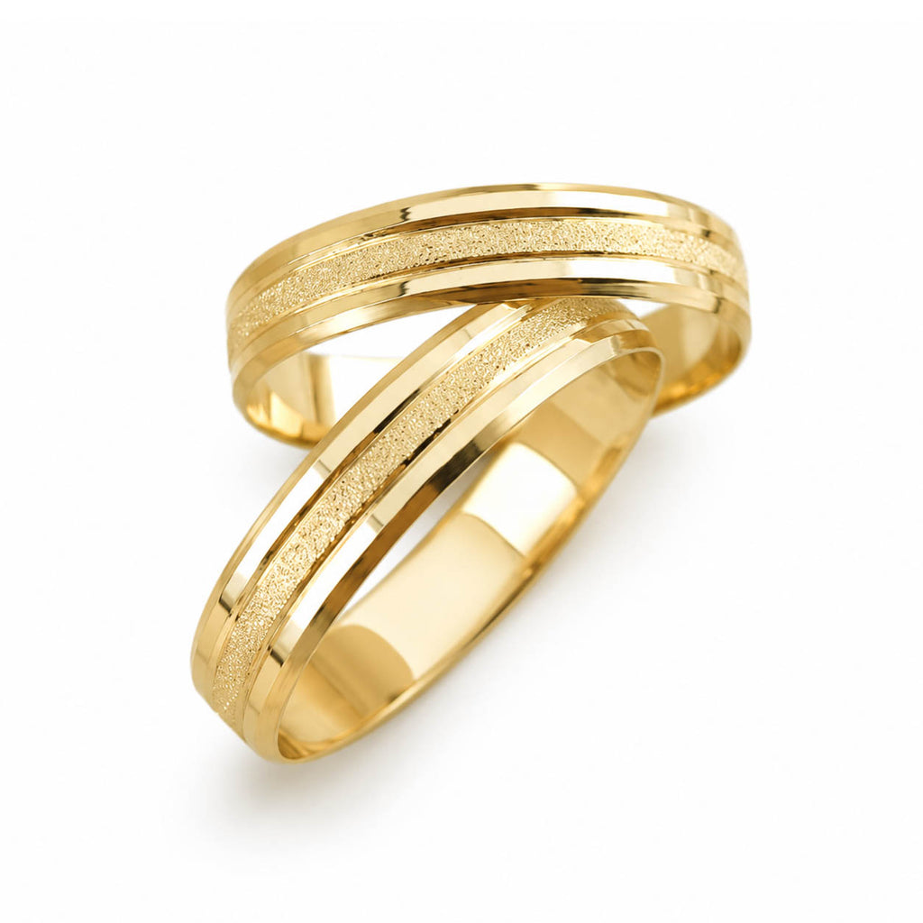 Aliança em Ouro 18k Reto com Frisos 4mm