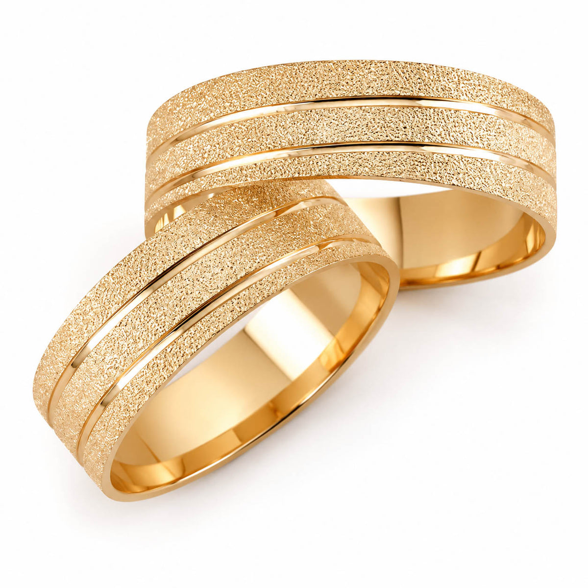 Aliança em Ouro 18k Reto Texturizado 6mm
