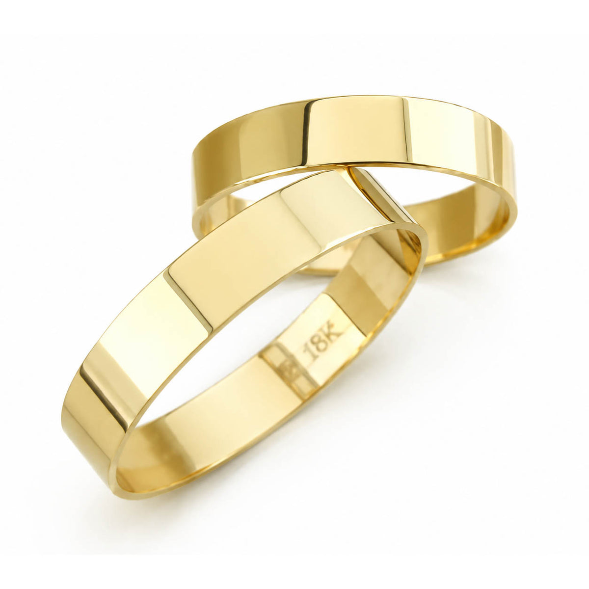 Aliança em Ouro 18k Reto Facetado 4mm