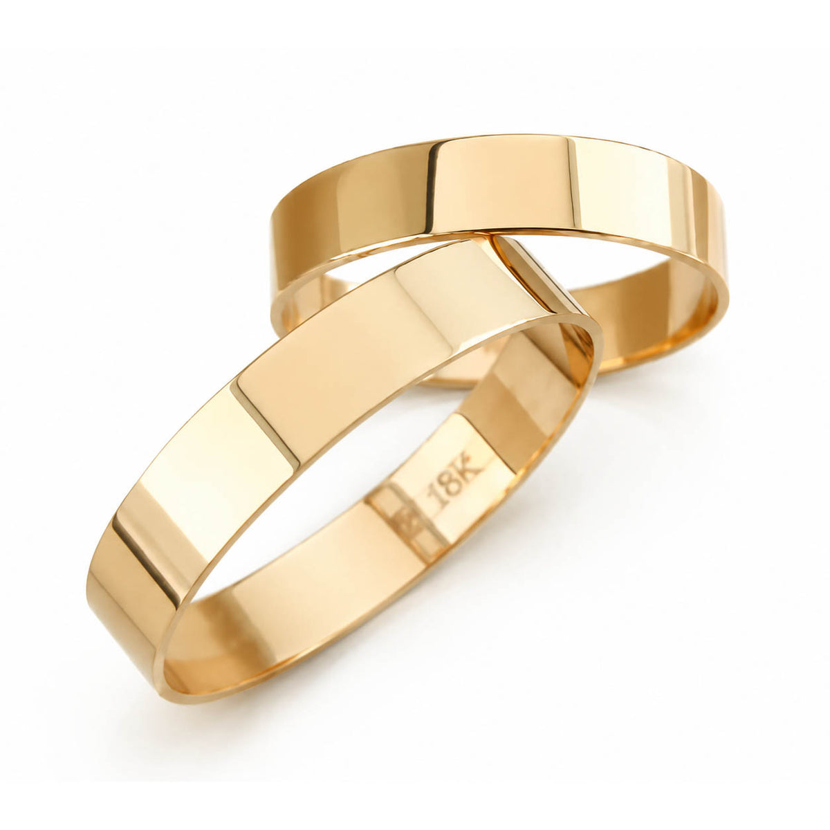 Aliança em Ouro 18k Reto Facetado 4mm