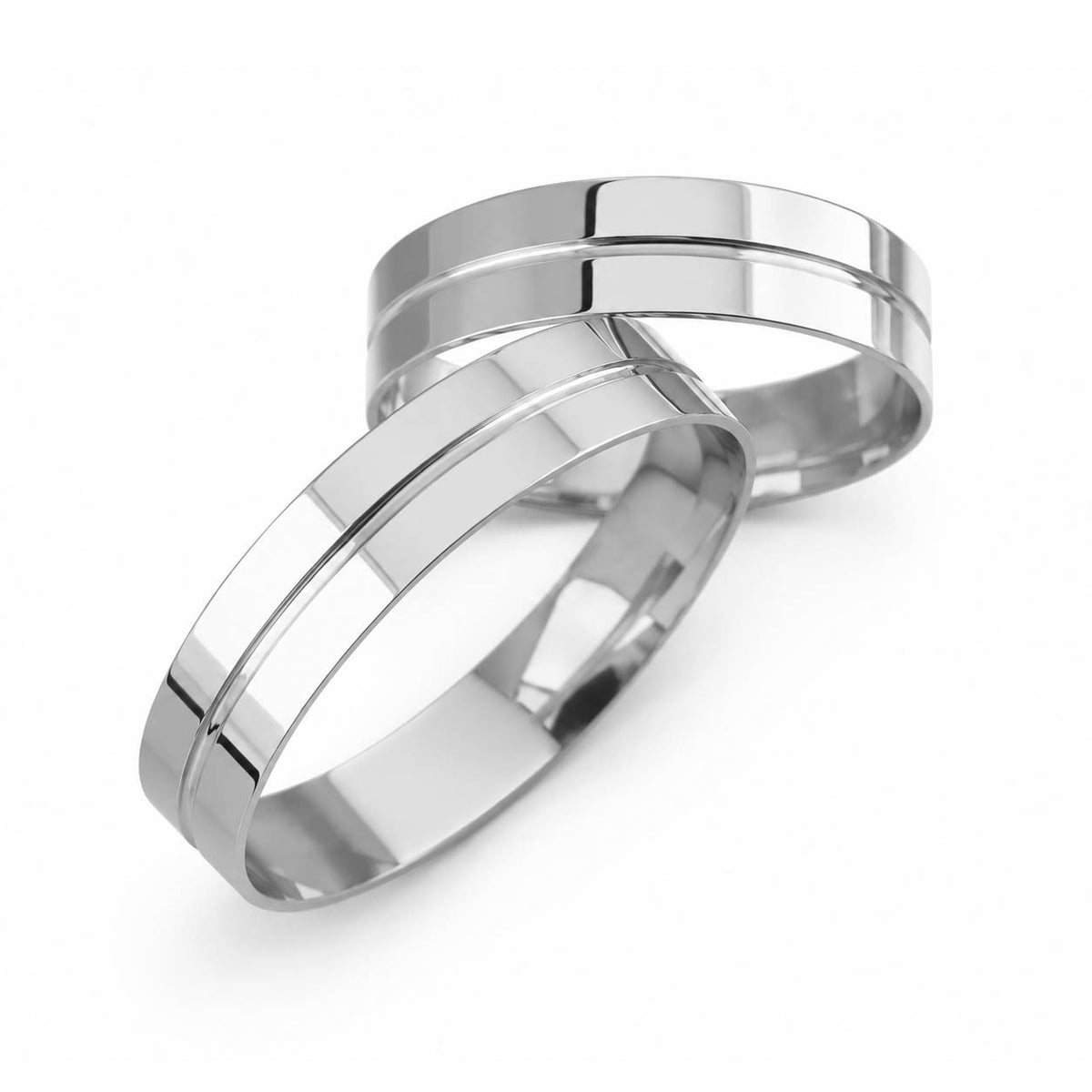 Aliança em Ouro 18k Reto com Friso 4mm