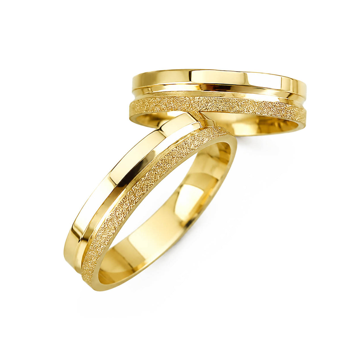 Aliança em Ouro 18k Reto com Frisos 4mm