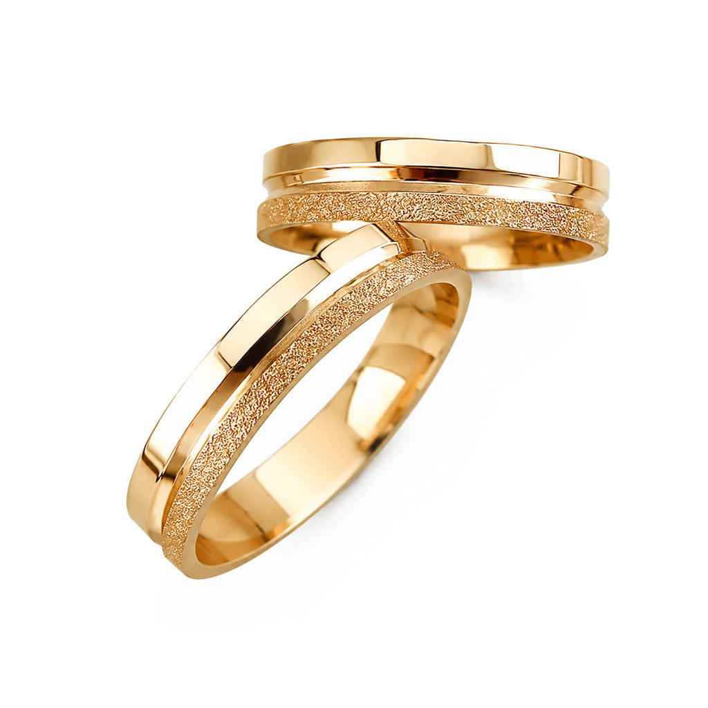 Aliança em Ouro 18k Reto com Frisos 4mm