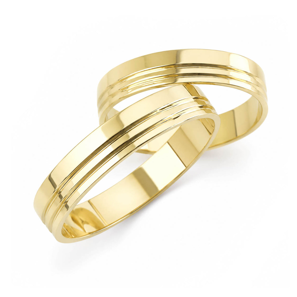 Aliança em Ouro 18k Reto com Frisos 4mm
