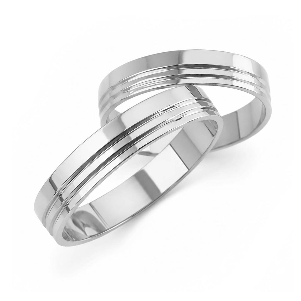 Aliança em Ouro 18k Reto com Frisos 4mm