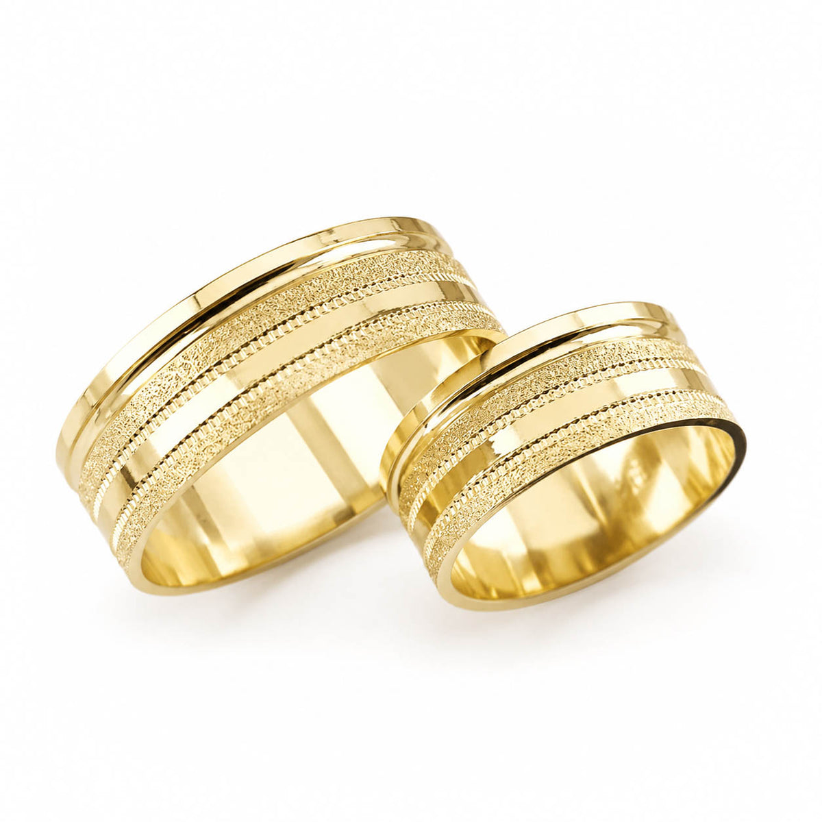 Aliança em Ouro 18k Reto com Frisos 7mm