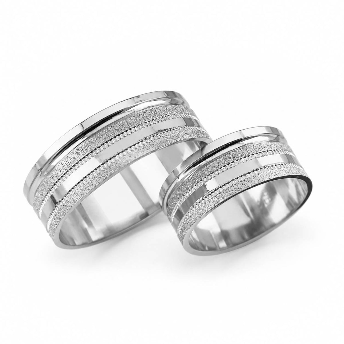 Aliança em Ouro 18k Reto com Frisos 7mm