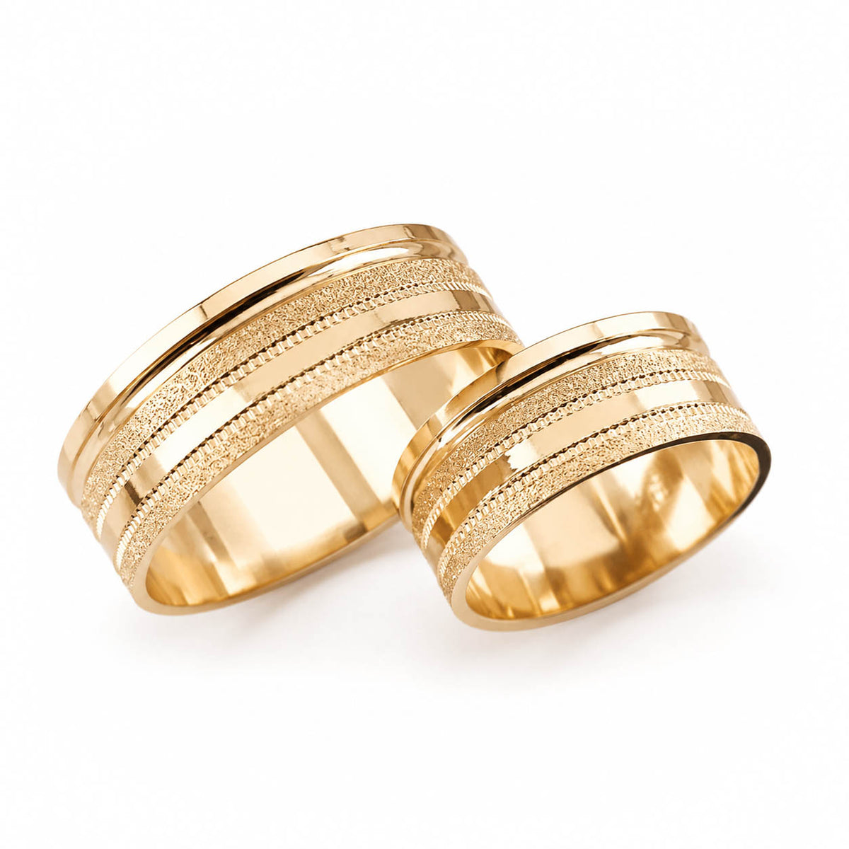 Aliança em Ouro 18k Reto com Frisos 7mm