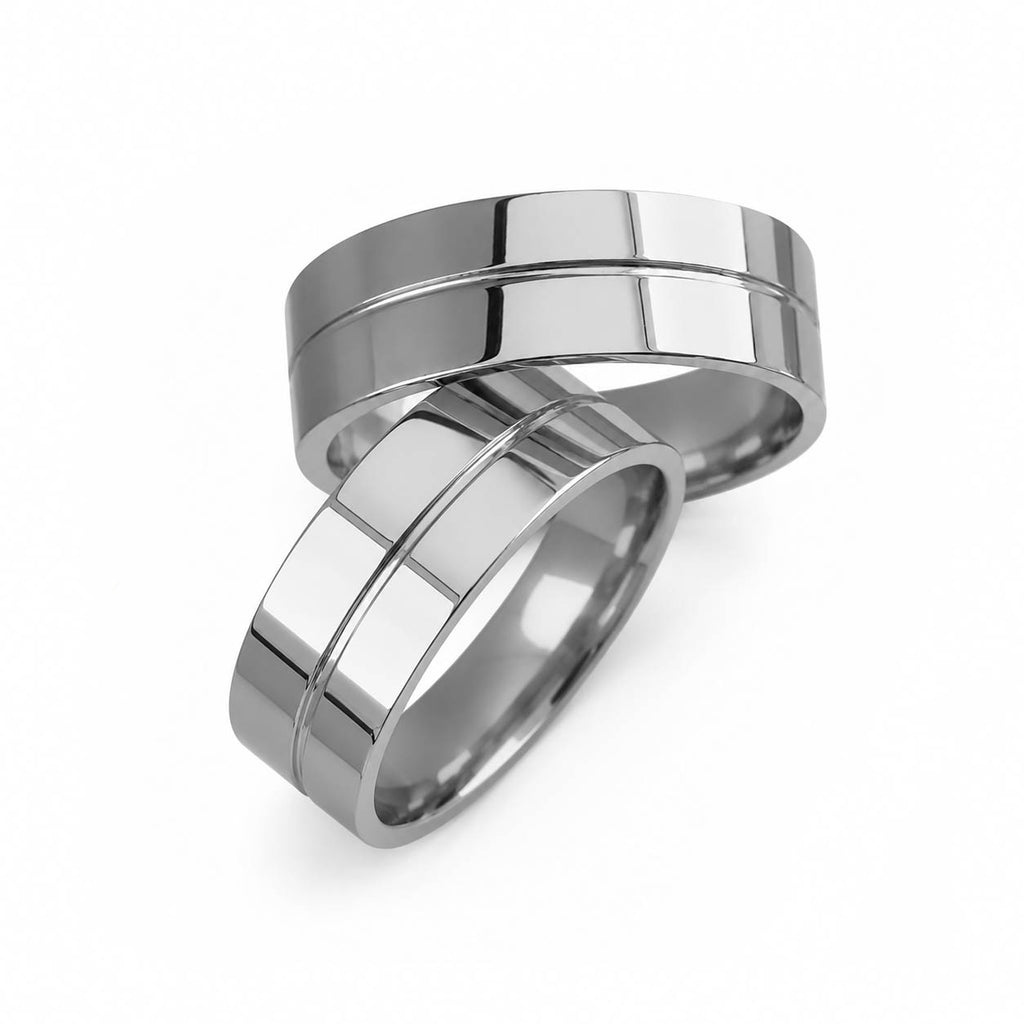 Aliança em Ouro 18k Reto com Friso 7mm