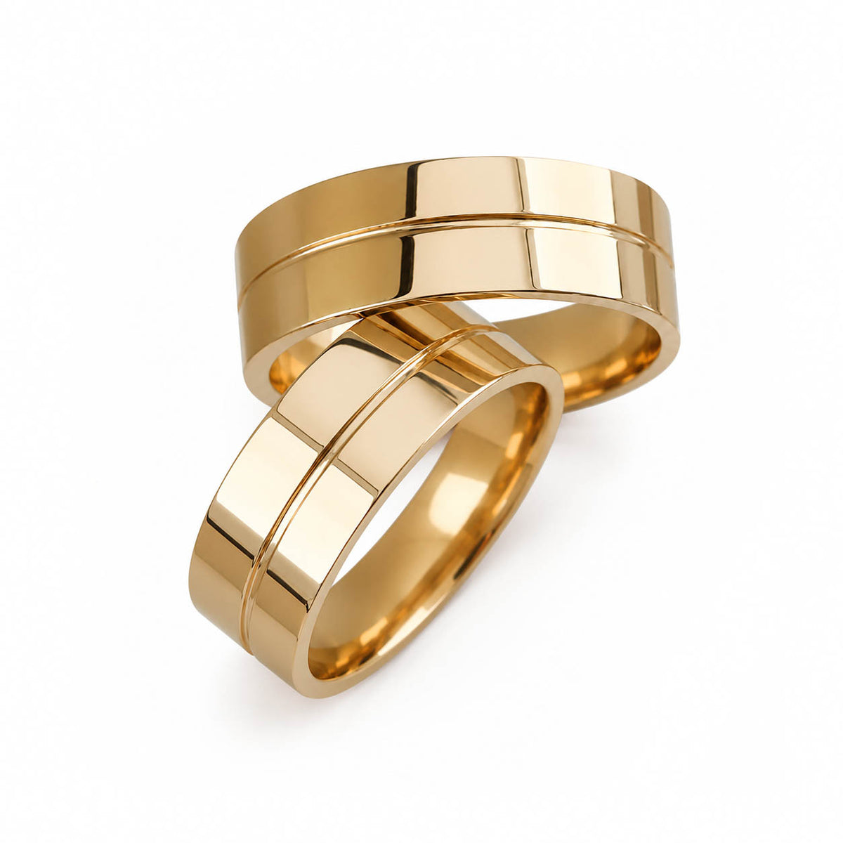 Aliança em Ouro 18k Reto com Friso 7mm