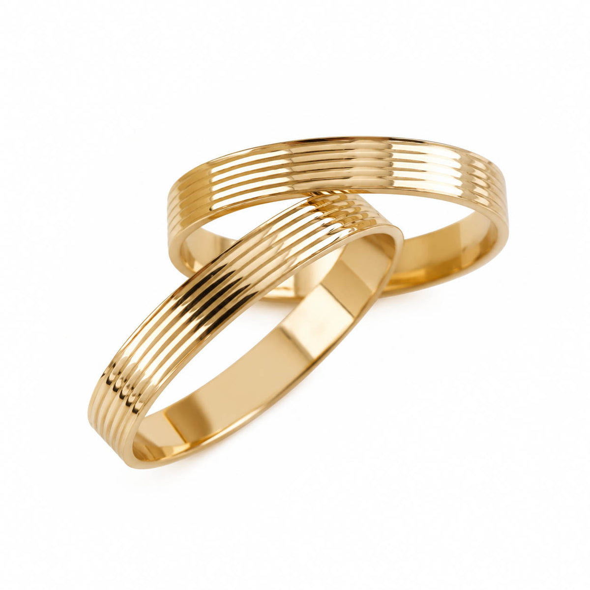 Aliança em Ouro 18k Reto Texturizado com Frisos 3mm