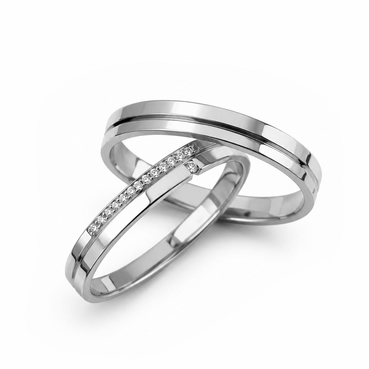 Aliança em Ouro 18k Reto Cravejado 3mm com 16 Brilhantes